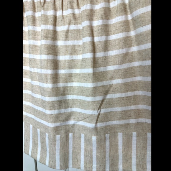 J.CREW Linen Sidewalk Skirt Ivory Tan Cotton Striped Pockets Pull On Lined knit - Picture 2 of 9
